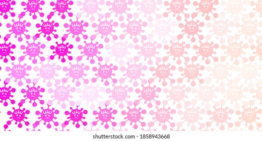 Light Pink vector background with covid-19 symbols. Colorful abstract illustration with gradient medical shapes. Design for biohazard warning.