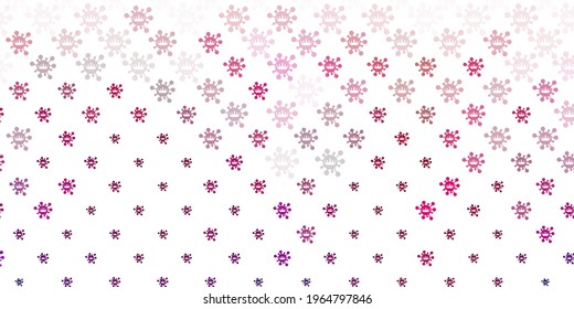 Light Pink vector background with covid-19 symbols. Colorful  gradient illness symbols in simple abstract style. Simple design against epidemic information.