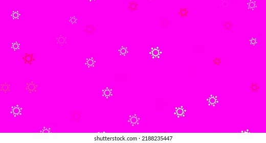 Light pink vector background with covid-19 symbols. Abstract illustration with biological gradient shapes. Simple drawing against danger fever.