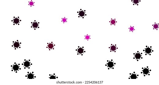 Fondo vectorial rosa claro con símbolos covid-19. Ilustración abstracta con formas de gradiente biológico. Sencillo dibujo contra la fiebre de peligro.