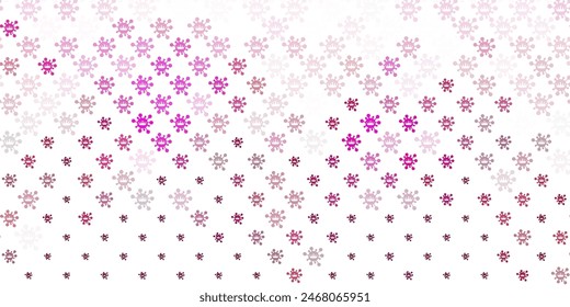 Light Pink vector background with covid-19 symbols. Smart illustration with covid signs in decorative style. Design for biohazard warning.