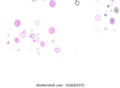 Light Pink vector background with cuisine gourmet. Glitter abstract sketch with gourmet food. Template for meal cooking in kitchen.