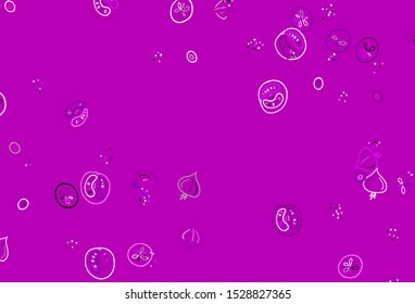Light Pink vector background with cuisine gourmet. Glitter abstract sketch with gourmet food. Pattern for ads of breakfast, lunch, dinner.