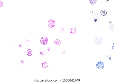 Light Pink vector background with cuisine gourmet. Beautiful colorful illustration with food in doodle style. Doodle design for your business advert of cafes.