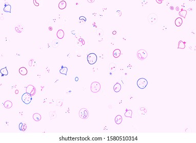 Light Pink vector background with cuisine gourmet. Beautiful colorful illustration with food in doodle style. Pattern for menu of cafes, bars, restaurants.
