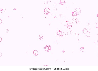 Light Pink vector background with cuisine gourmet. Decorative illustration with food on abstract template. Doodle design for your business advert of cafes.