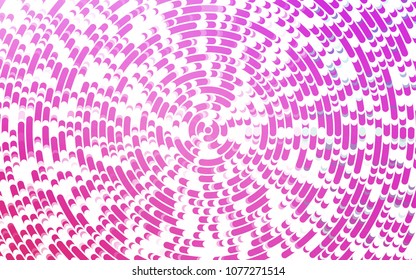 Light Pink vector background with curved circles. Modern gradient abstract illustration with bandy lines. The template for cell phone backgrounds.