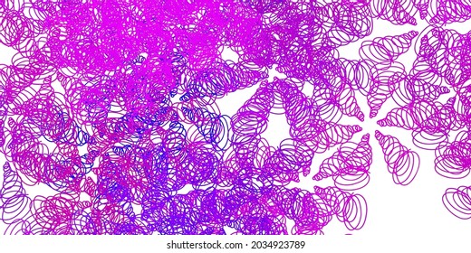 Fondo vectorial rosa claro con líneas curvas. Ilustración abstracta con líneas de degradado de banda. Patrón para sitios web, páginas de inicio.