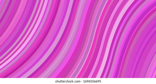 Fondo vectorial rosa claro con curvas. Ilustración abstracta con líneas de degradado de banda. Patrón de anuncios, comerciales.