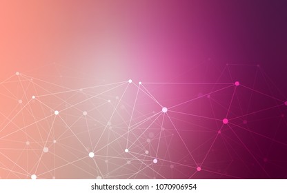 Light Pink vector background with dots and lines. Abstract illustration with colorful discs and triangles. Beautiful design for your business advert.