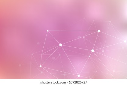 Light Pink vector background with dots and lines. Colorful illustration with circles and lines in futuristic style. Pattern can be used for ads, leaflets.
