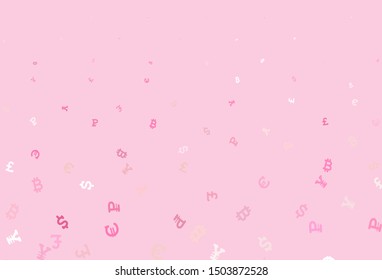 Light Pink vector background with financial symbols. Modern abstract illustration with symbols of digital money. Design for business advert of economic, wealth.