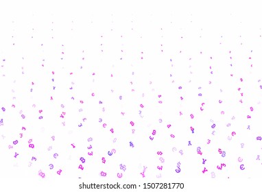 Light Pink vector background with financial symbols. Colored symbols of currency on white background. Template for ads of currency markets, bank loans.
