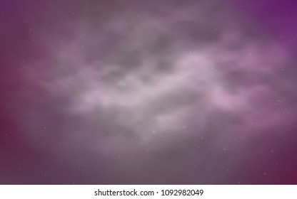 Light Pink vector background with galaxy stars. Shining colored illustration with bright astronomical stars. Smart design for your business advert.