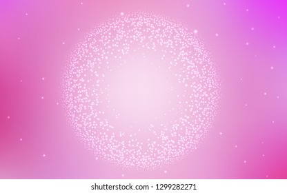 Light Pink vector background with galaxy stars. Glitter abstract illustration with colorful cosmic stars. Pattern for futuristic ad, booklets.