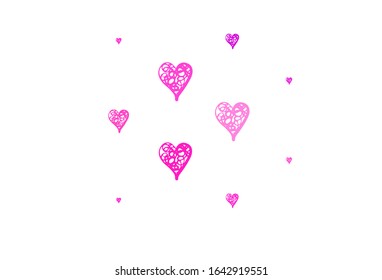 Light Pink vector background with hearts. Decorative design with hearts in simple style . Design for a business advert of anniversary.
