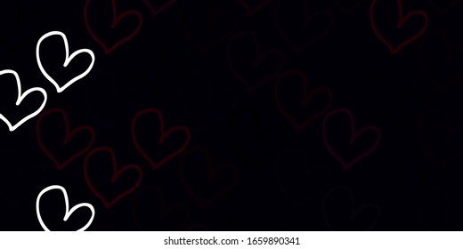 Light Pink vector background with hearts. Hearts on blurred abstract background with colorful gradient. Design for ad, poster, banner of Valentine Day.