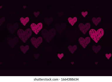 Fondo vector claro con corazones. Hermosos corazones estilo celebración en ilustraciones abstractas. Patrón de regalos de matrimonio, felicitaciones.