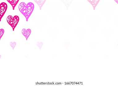 Light Pink vector background with hearts. Beautiful abstract hearts on colorful gradient background. Template for Valentine's greeting postcards.