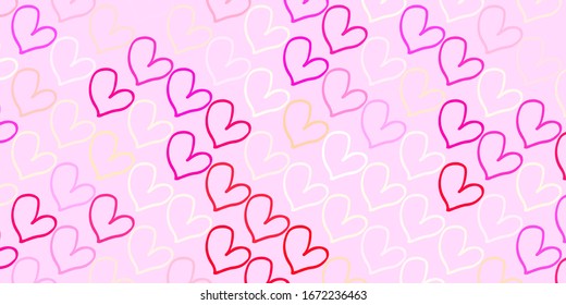 Fondo vector claro con corazones. Diseño decorativo borroso en estilo doodle con corazones. Patrón de anuncios de San Valentín, folletos.