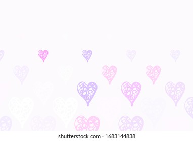 Fondo vector claro con corazones. Ilustración con formas de corazones degradados sobre fondo borroso. Patrón de regalos de matrimonio, felicitaciones.
