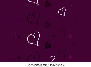 Light Pink vector background with hearts. Shining illustration with hearts on abstract template. Pattern for marriage gifts, congratulations.