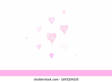 Light Pink vector background with hearts. Smart illustration with gradient hearts in valentine style. Design for a business advert of anniversary.