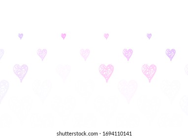 Light Pink vector background with hearts. Illustration with shapes of gradient hearts on blur backdrop. Pattern for marriage gifts, congratulations.