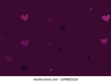 Fondo vector claro con corazones. Ilustración abstracta brillante con corazones coloridos en estilo romántico. Patrón de anuncios de San Valentín, folletos.