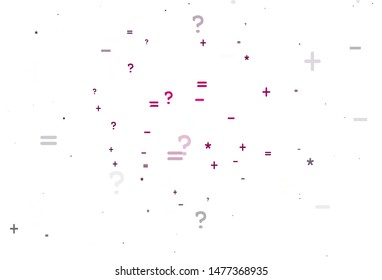 Light Pink vector background with math elements. Blurred design in simple style with collection of numerals. Pattern for school, grammar websites.