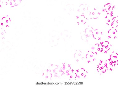 Light Pink vector background with math elements. Abstract illustration with colored algebra signs. Pattern for ad, booklets, leaflets of education.