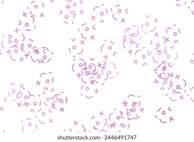Light Pink vector background with math elements. Abstract illustration with colored algebra signs. Pattern for school, grammar websites.