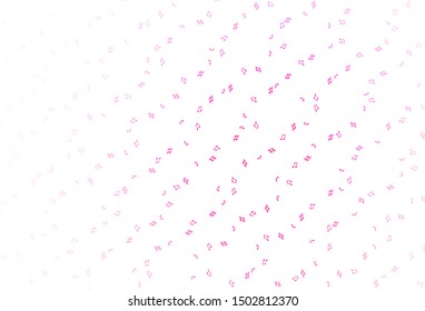 Light Pink vector background with music symbols. Isolated colorful music keys on abstract background. Modern design for wallpapers.