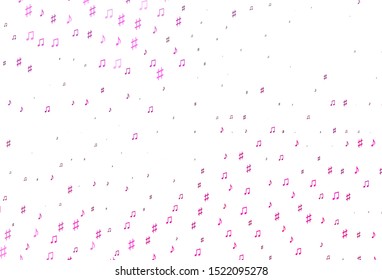 Light Pink vector background with music symbols. Modern abstract illustration with melody keys. Template for fasion magazines.