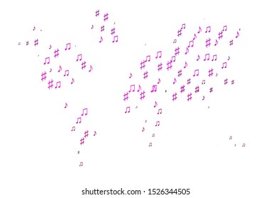 Light Pink vector background with music symbols. Decorative design in abstract style with music shapes. Pattern for school ad, booklets.