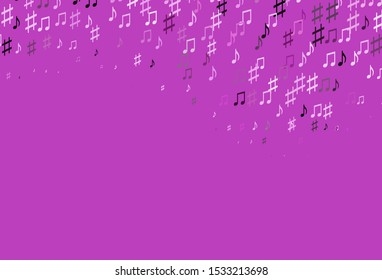 Light Pink vector background with music symbols. Abstract illustration with colorful symbols of melody. Pattern for festival leaflets.