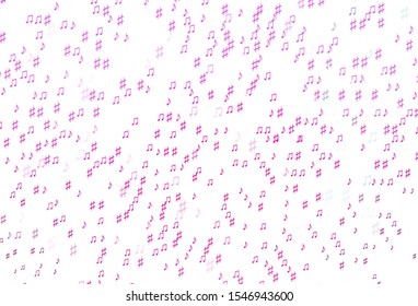 Light Pink vector background with music symbols. Isolated colorful music keys on abstract background. Template for fasion magazines.