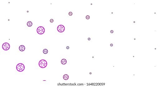 Light Pink vector background with occult symbols. Abstract illustration with gothic gradient shapes. Simple design for occult depiction.