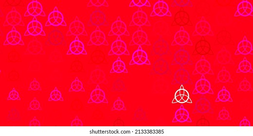 Light Pink vector background with occult symbols. Abstract illustration with gothic gradient shapes. Simple base for your occult design.