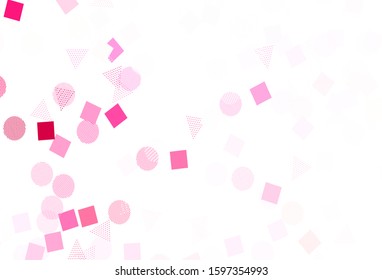 Light Pink vector background with polygonal style with circles. Illustration with colorful circles, triangles, rectangles. Template for wallpapers.