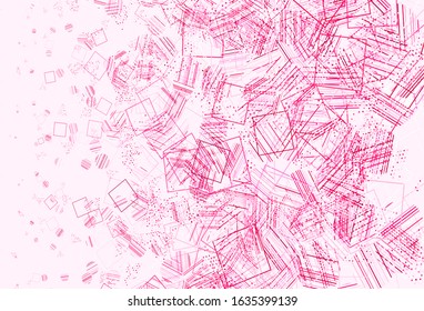 Light Pink vector background with polygonal style with circles. Glitter abstract illustration with spheres, squares, lines. Smart design for your adverts.