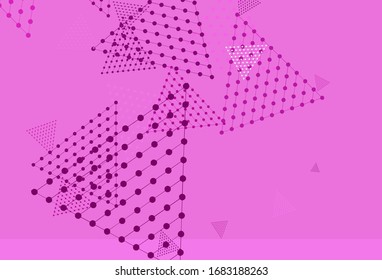 Light Pink vector background with polygonal style with circles. Decorative design in abstract style with lines, dots. Pattern for commercials.