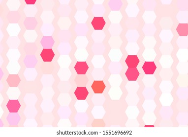 Light Pink vector background with set of hexagons. Illustration of colored hexagons on blur surface. Design for website posters, banners.