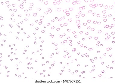 Light Pink vector background with Shining hearts. Decorative shining illustration with hearts on abstract template. Design for ad, poster, banner of Valentine Day.