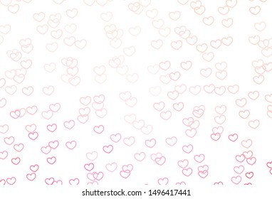 Light Pink vector background with Shining hearts. Decorative shining illustration with hearts on abstract template. Pattern for valentine's ad, booklets.