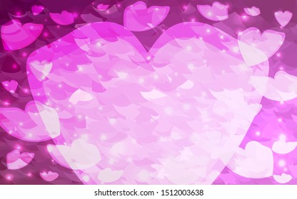 Light Pink vector  background with Shining hearts. Decorative shining illustration with hearts on abstract template. Pattern for valentine's ad, booklets.