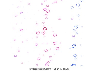 Light Pink vector background with Shining hearts. Beautiful colored illustration with hearts in celebration style. Design for ad, poster, banner of Valentine Day.