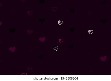 Light Pink vector background with Shining hearts. Illustration with hearts in love concept for valentine's day. Pattern for carnival, festival romantic leaflets.