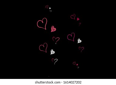 Light Pink vector background with Shining hearts. Shining illustration with hearts on abstract template. Pattern for marriage gifts, congratulations.