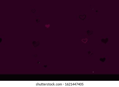 Light Pink vector background with Shining hearts. Illustration with shapes of gradient hearts on blur backdrop. Design for a business advert of anniversary.